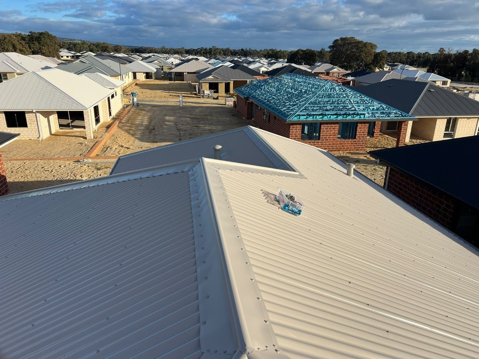 New roof installation on brick home